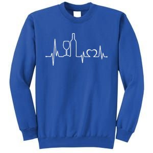 Funny Wine Heartbeat Wine Lover Er Valentine's Day Gift Tall Sweatshirt