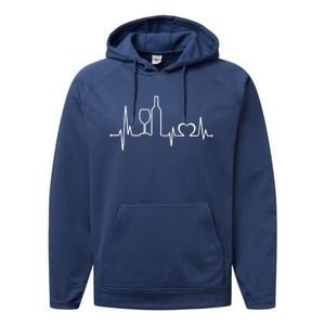 Funny Wine Heartbeat Wine Lover Er Valentine's Day Gift Performance Fleece Hoodie