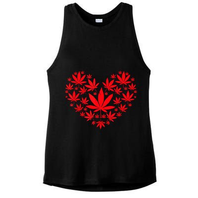 Funny Weed Heart Valentines Day Cannabis 420 Pot Stoner Ladies PosiCharge Tri-Blend Wicking Tank