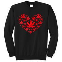 Funny Weed Heart Valentines Day Cannabis 420 Pot Stoner Sweatshirt