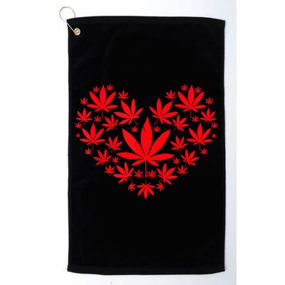 Funny Weed Heart Valentines Day Cannabis 420 Pot Stoner Golf Towel