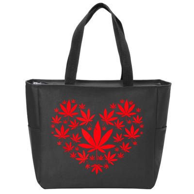 Funny Weed Heart Valentines Day Cannabis 420 Pot Stoner Zip Tote Bag