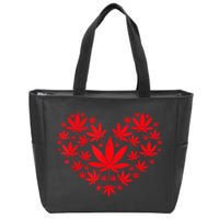 Funny Weed Heart Valentines Day Cannabis 420 Pot Stoner Zip Tote Bag