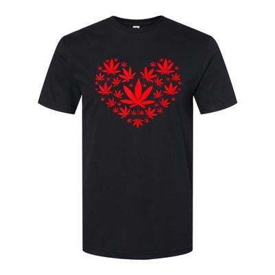 Funny Weed Heart Valentines Day Cannabis 420 Pot Stoner Softstyle CVC T-Shirt