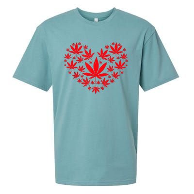 Funny Weed Heart Valentines Day Cannabis 420 Pot Stoner Sueded Cloud Jersey T-Shirt