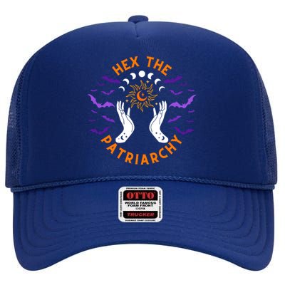 Feminist Witch Hex The Patriarchy Halloween Witch Vibes Great Gift High Crown Mesh Back Trucker Hat