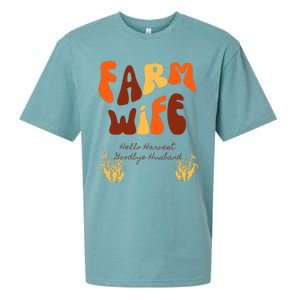 Farm Wife Hello Harvest Goodbye Husband  Sueded Cloud Jersey T-Shirt