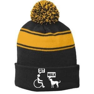 Funny Wheelchair Humor Joke For A Disability In A Wheelchair Stripe Pom Pom Beanie