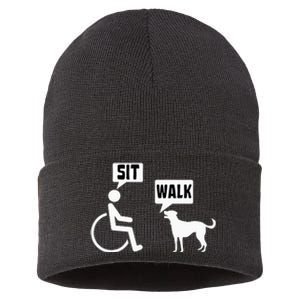 Funny Wheelchair Humor Joke For A Disability In A Wheelchair Sustainable Knit Beanie