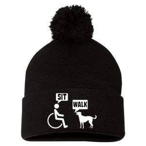 Funny Wheelchair Humor Joke For A Disability In A Wheelchair Pom Pom 12in Knit Beanie