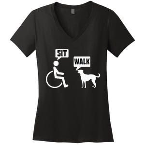 Funny Wheelchair Humor Joke For A Disability In A Wheelchair Women's V-Neck T-Shirt