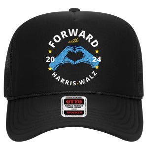 Forward With Harris Walz High Crown Mesh Back Trucker Hat