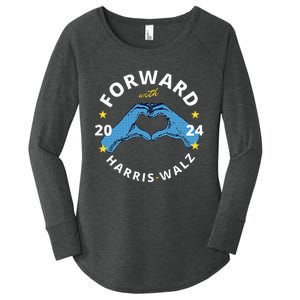 Forward With Harris Walz Women's Perfect Tri Tunic Long Sleeve Shirt