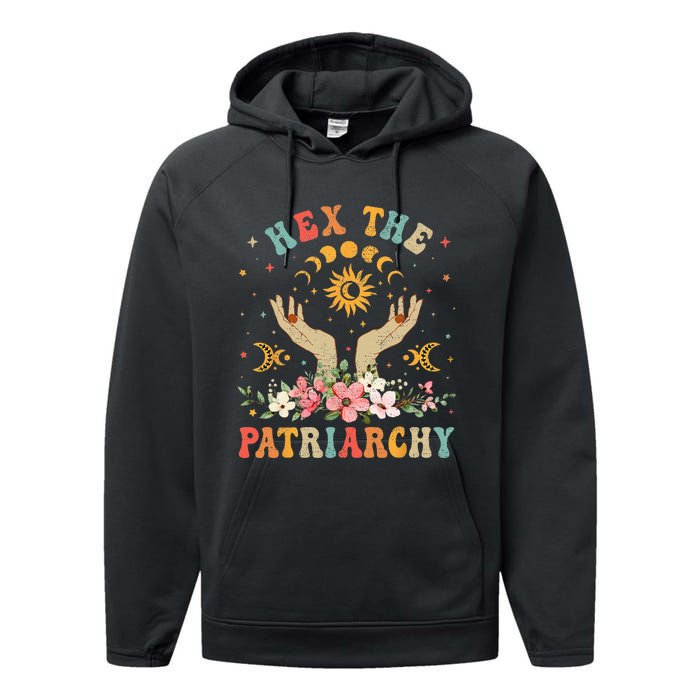 Feminist Witch Hex The Patriarchy Halloween Witch Vibes Performance Fleece Hoodie