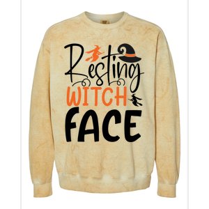 Funny Witches Halloween Party Costume Resting Witch Face Gift Colorblast Crewneck Sweatshirt