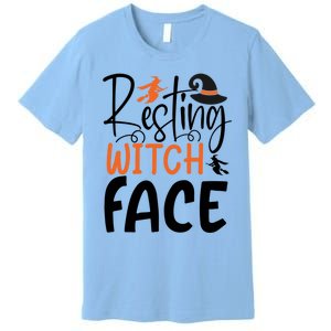 Funny Witches Halloween Party Costume Resting Witch Face Gift Premium T-Shirt