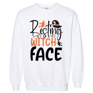 Funny Witches Halloween Party Costume Resting Witch Face Gift Garment-Dyed Sweatshirt