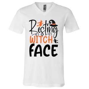 Funny Witches Halloween Party Costume Resting Witch Face Gift V-Neck T-Shirt