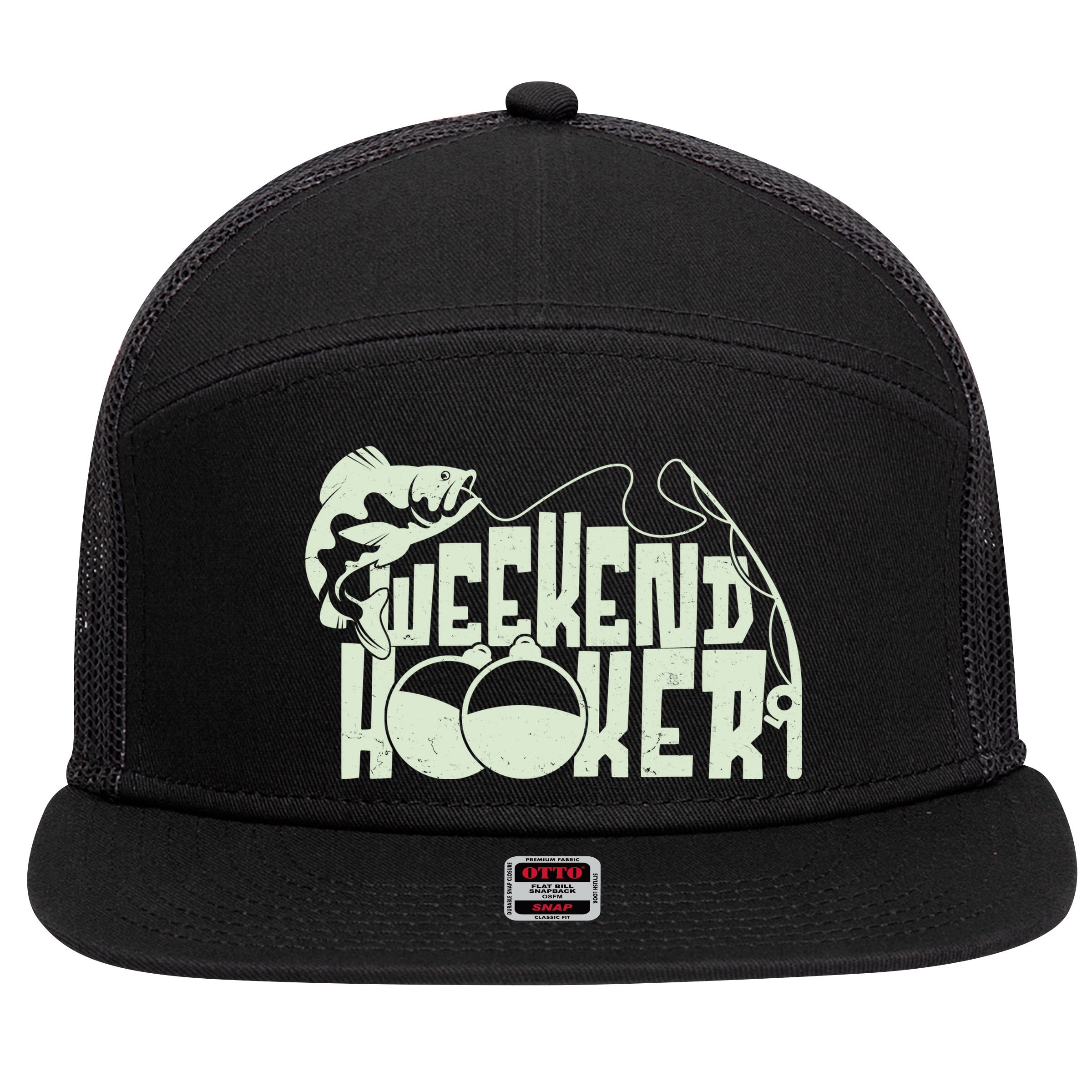 Funny Weekend Hooker Fishing Fan 7 Panel Mesh Trucker Snapback Hat