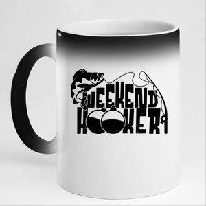 Funny Weekend Hooker Fishing Fan 11oz Black Color Changing Mug