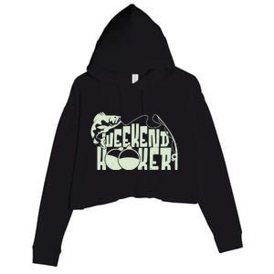 Funny Weekend Hooker Fishing Fan Crop Fleece Hoodie