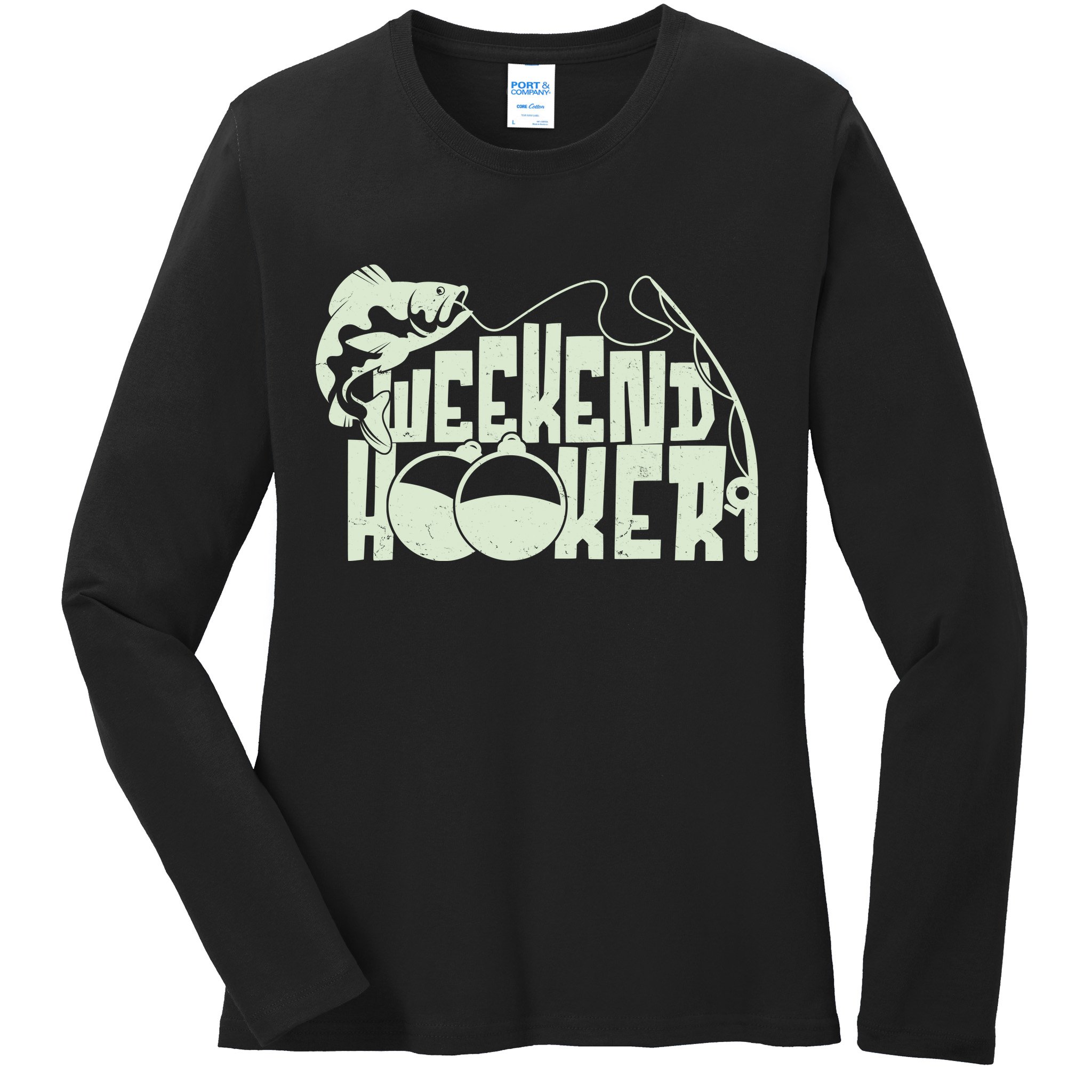 Funny Weekend Hooker Fishing Fan Ladies Long Sleeve Shirt