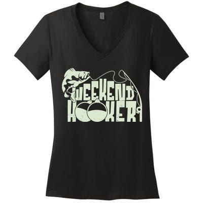 Funny Weekend Hooker Fishing Fan Women's V-Neck T-Shirt