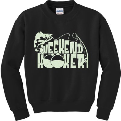 Funny Weekend Hooker Fishing Fan Kids Sweatshirt