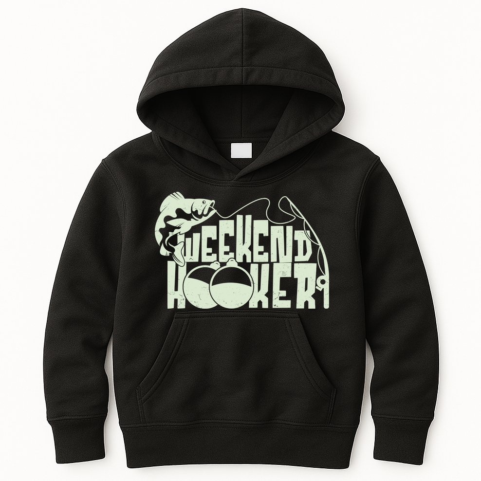 Funny Weekend Hooker Fishing Fan Kids Hoodie
