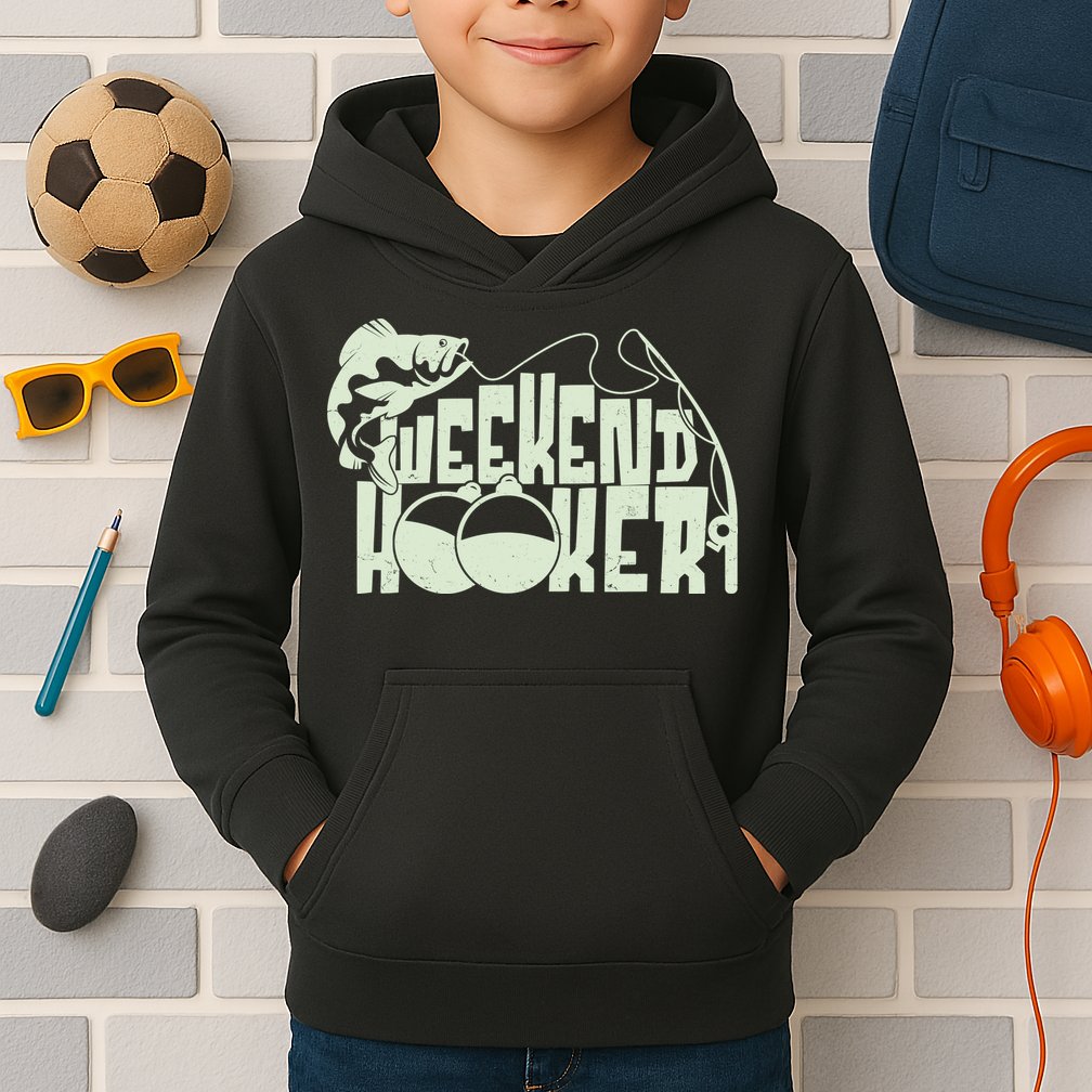 Funny Weekend Hooker Fishing Fan Kids Hoodie