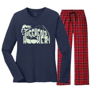 Funny Weekend Hooker Fishing Fan Women's Long Sleeve Flannel Pajama Set 