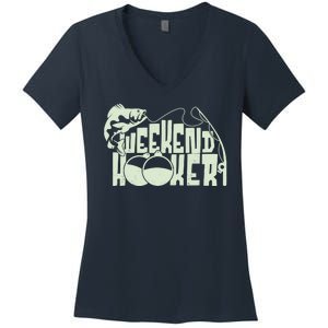 Funny Weekend Hooker Fishing Fan Women's V-Neck T-Shirt