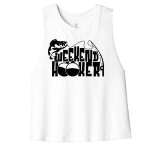 Funny Weekend Hooker Fishing Fan Women's Racerback Cropped Tank