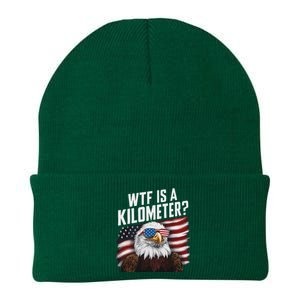 Funny Wtf Is A Kilometer 4th Of July Usa Bald Eagle Knit Cap Winter Beanie