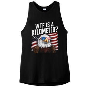 Funny Wtf Is A Kilometer 4th Of July Usa Bald Eagle Ladies PosiCharge Tri-Blend Wicking Tank