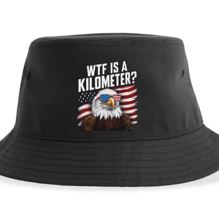 Funny Wtf Is A Kilometer 4th Of July Usa Bald Eagle Sustainable Bucket Hat