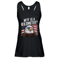 Funny Wtf Is A Kilometer 4th Of July Usa Bald Eagle Ladies Essential Flowy Tank