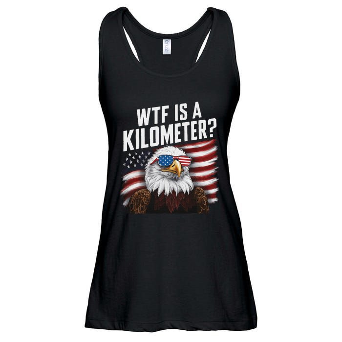 Funny Wtf Is A Kilometer 4th Of July Usa Bald Eagle Ladies Essential Flowy Tank