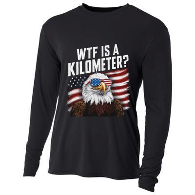 Funny Wtf Is A Kilometer 4th Of July Usa Bald Eagle Cooling Performance Long Sleeve Crew