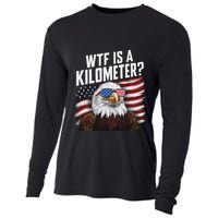 Funny Wtf Is A Kilometer 4th Of July Usa Bald Eagle Cooling Performance Long Sleeve Crew