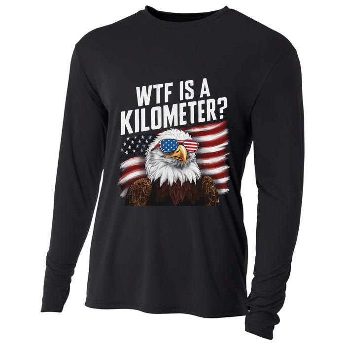 Funny Wtf Is A Kilometer 4th Of July Usa Bald Eagle Cooling Performance Long Sleeve Crew