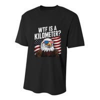 Funny Wtf Is A Kilometer 4th Of July Usa Bald Eagle Youth Performance Sprint T-Shirt