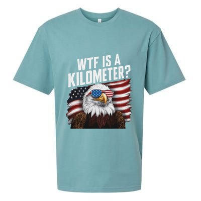 Funny Wtf Is A Kilometer 4th Of July Usa Bald Eagle Sueded Cloud Jersey T-Shirt