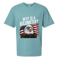 Funny Wtf Is A Kilometer 4th Of July Usa Bald Eagle Sueded Cloud Jersey T-Shirt