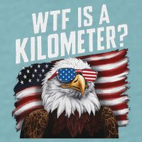 Funny Wtf Is A Kilometer 4th Of July Usa Bald Eagle Sueded Cloud Jersey T-Shirt