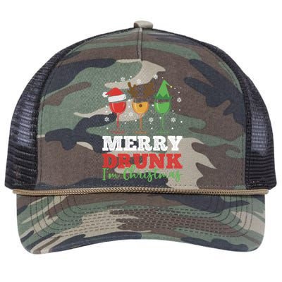 Funny Wine Ing Holiday Xmas Merry Drunk IM Christmas Great Gift Retro Rope Trucker Hat Cap