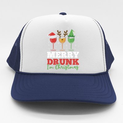 Funny Wine Ing Holiday Xmas Merry Drunk IM Christmas Great Gift Trucker Hat