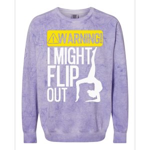 Funny Warning I Might Flip Out Gymnastics Art Colorblast Crewneck Sweatshirt