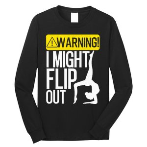 Funny Warning I Might Flip Out Gymnastics Art Long Sleeve Shirt