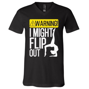 Funny Warning I Might Flip Out Gymnastics Art V-Neck T-Shirt